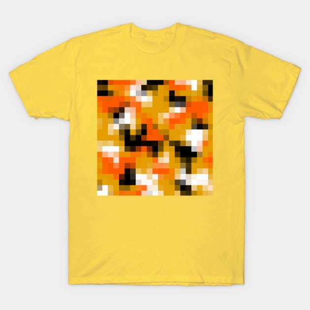Original Pixelated Orange Retro Style Camouflage Design T-Shirt by DankFutura